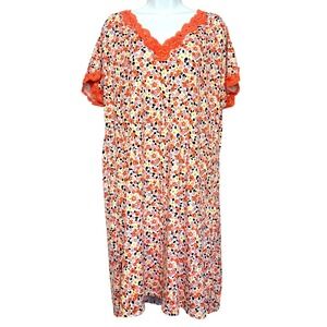 Secret Treasures Nightgown House Coat Womens M Soft Coral Lacy Feminine Pockets‎